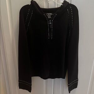 Etcetera Black Hoodie with White Stitching